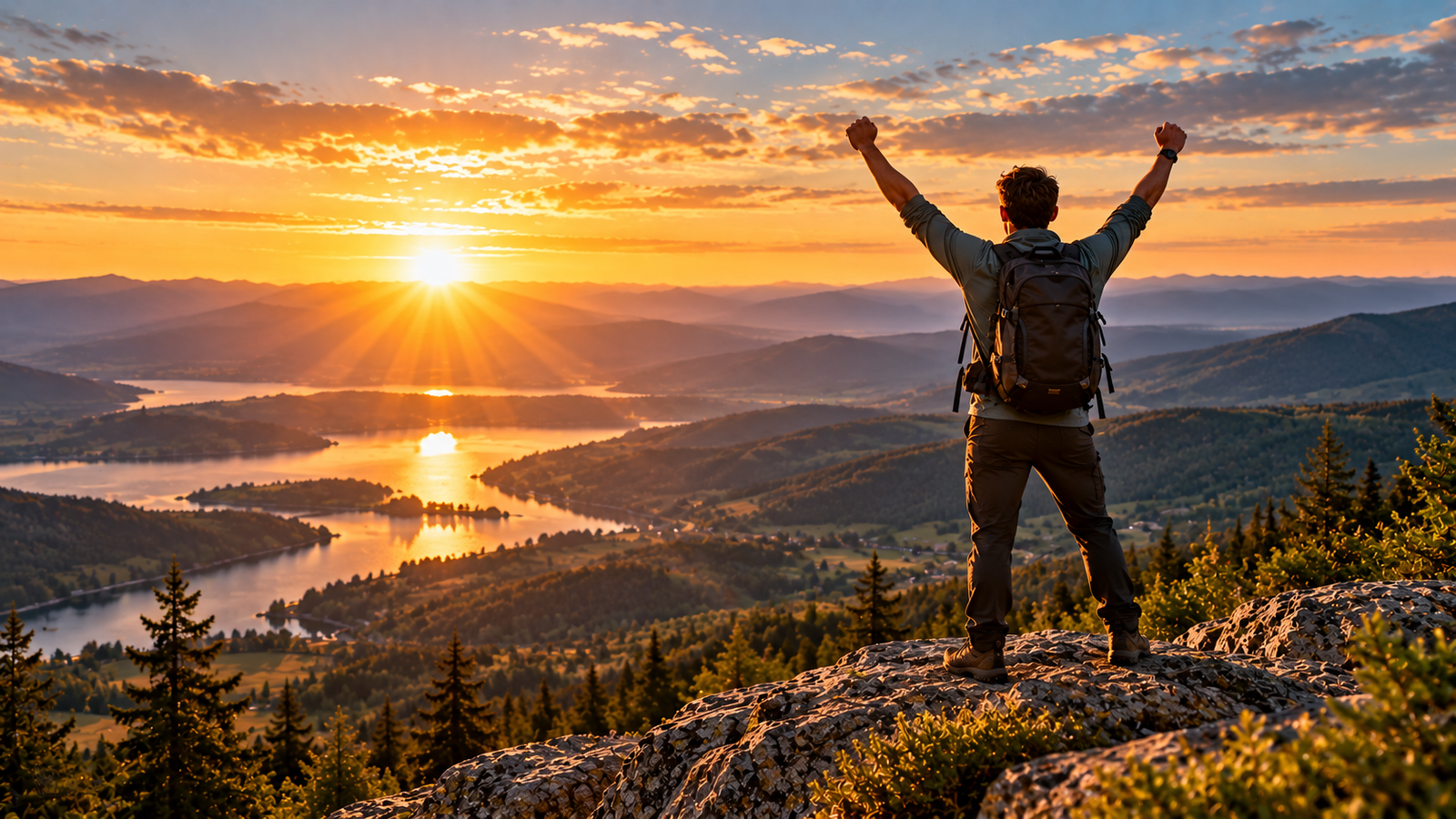 Person overlooking a sunrise after taking action