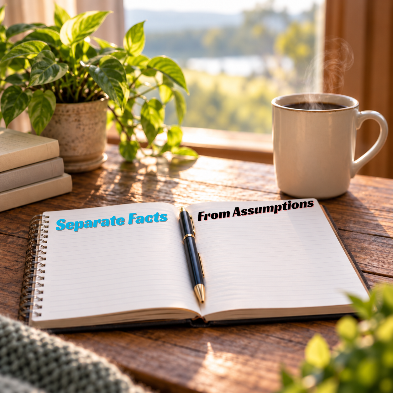 Person writing facts and thoughts in a journal