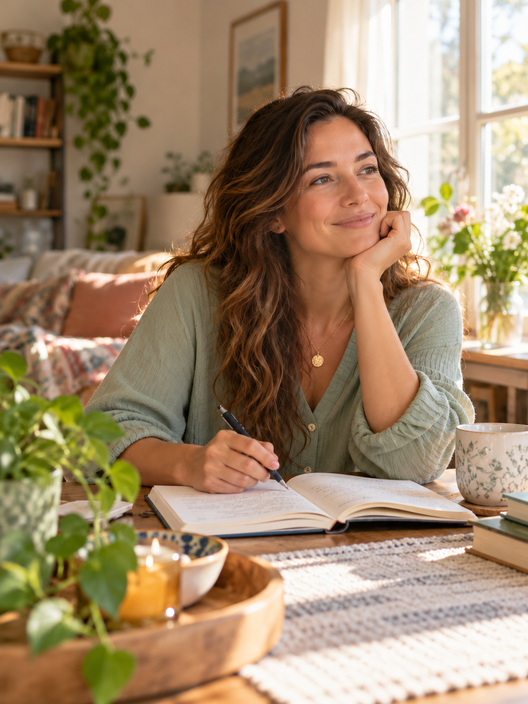 A person practicing a calming wellness routine